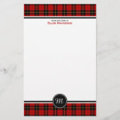 Clan Wallace Tartan Classic Red Kariert Monogram Briefpapier (Vorderseite)