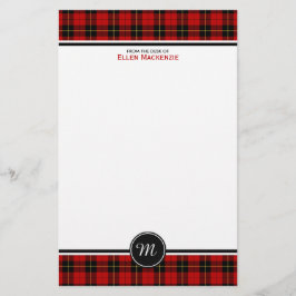 Clan Wallace Tartan Classic Red Kariert Monogram Briefpapier