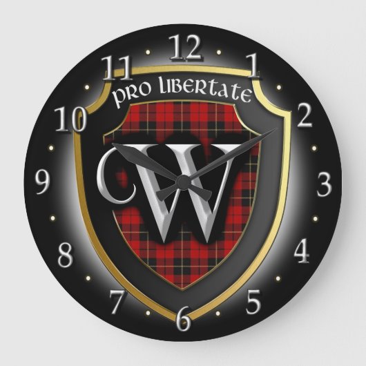 Clan Wallace Tartan Clock Große Wanduhr (Vorderseite)