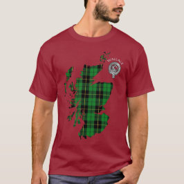 Clan Wallace Tartan Karte & Wappen T - Shirt