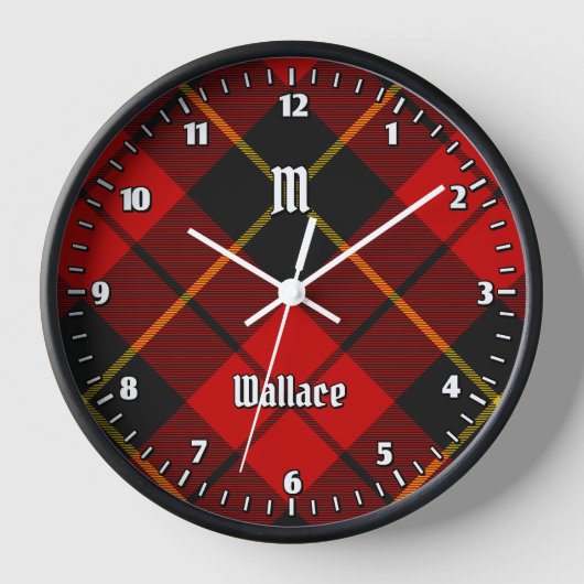 Clan Wallace Tartan Large Clock Uhr (Vorderseite)
