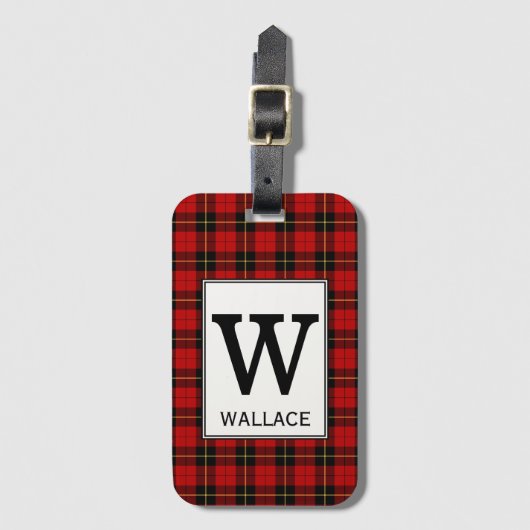 Clan Wallace Tartan Mit Monogramm Gepäckanhänger (Vorderseite Vertikal)