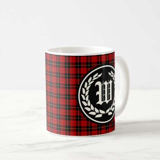 Clan Wallace Tartan Monogram Kaffeetasse (VorderseiteRechts)