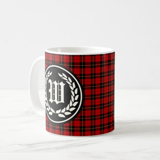 Clan Wallace Tartan Monogram Kaffeetasse (Vorderseite Links)