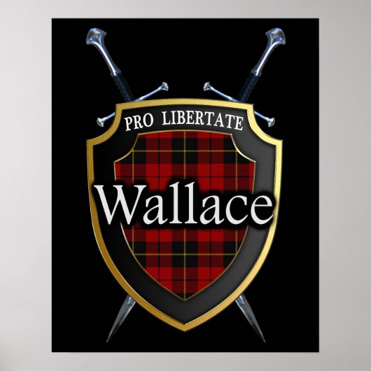 Clan Wallace Tartan Scottish Shield & Schwerter Poster (Vorne)