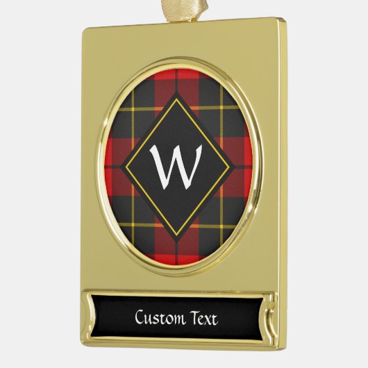 Clan Wallace Tartan Silver Plated Banner Ornament (Links)