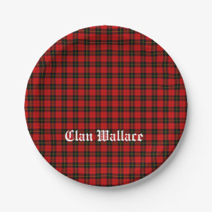 Clan Wallace Tartan und Text Pappteller