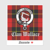 Clan Wallace Wappen Abzeichen und Tartan Aufkleber (Blatt)