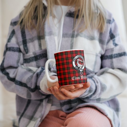Clan Wallace Wappen Abzeichen und Tartan Kaffeetasse