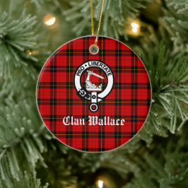 Clan Wallace Wappen Abzeichen und Tartan Keramik Ornament