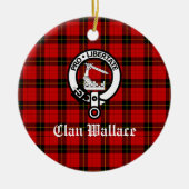 Clan Wallace Wappen Abzeichen und Tartan Keramik Ornament (Vorne)