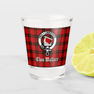 Clan Wallace Wappen Abzeichen und Tartan Schnapsglas