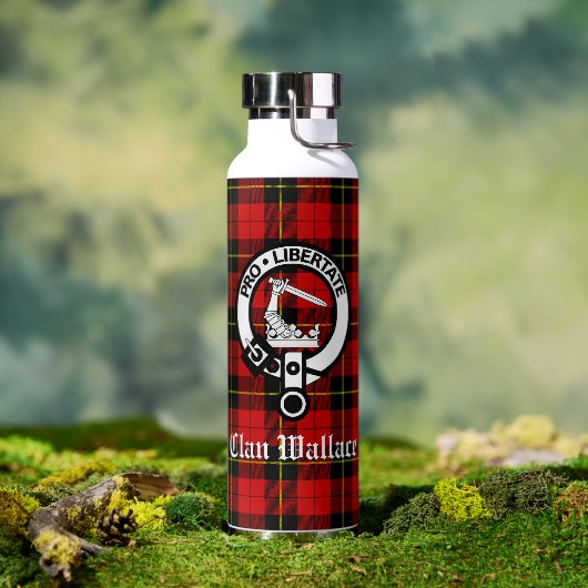 Clan Wallace Wappen Abzeichen und Tartan Trinkflasche (Außenbereich)