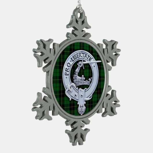 Clan Wallace Wappen & Jagd Tartan Schneeflocken Zinn-Ornament (Links)