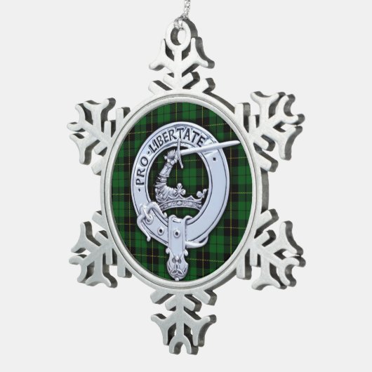 Clan Wallace Wappen & Jagd Tartan Schneeflocken Zinn-Ornament (Rechts)