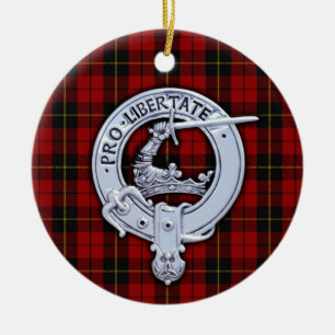 Clan Wallace Wappen & Tartan Keramik Ornament