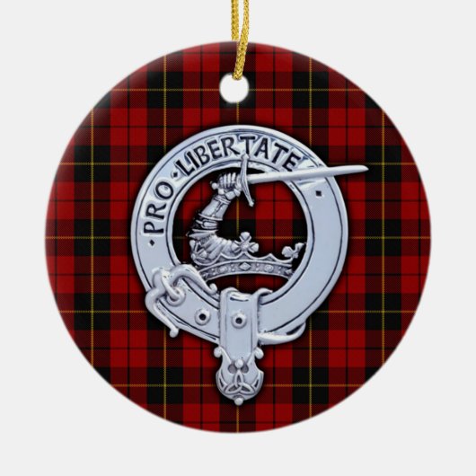 Clan Wallace Wappen & Tartan Keramik Ornament (Vorne)