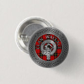 Clan Wallace Wappen & Tartan Knot Button (Vorne & Hinten)