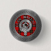 Clan Wallace Wappen & Tartan Knot Button (Vorderseite)