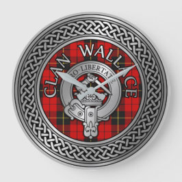 Clan Wallace Wappen & Tartan Knot Große Wanduhr