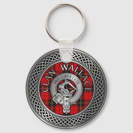 Clan Wallace Wappen & Tartan Knot Schlüsselanhänger (Vorderseite)
