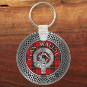 Clan Wallace Wappen & Tartan Knot Schlüsselanhänger (Vorderseite)
