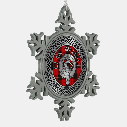 Clan Wallace Wappen & Tartan Knot Schneeflocken Zinn-Ornament (Links)