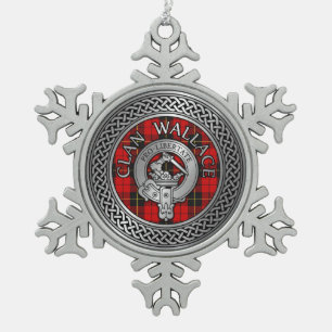Clan Wallace Wappen & Tartan Knot Schneeflocken Zinn-Ornament