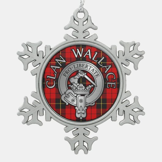 Clan Wallace Wappen & Tartan Schneeflocken Zinn-Ornament (Vorderseite)