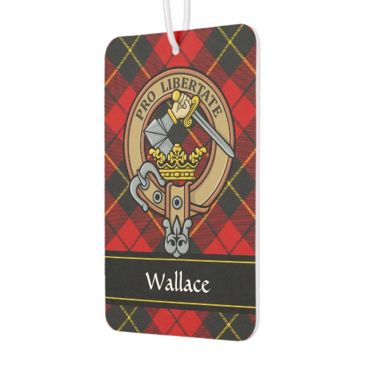 Clan Wallace Wappen über Tartan Autolufterfrischer (Links)