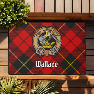 Clan Wallace Wappen über Tartan Fußmatte