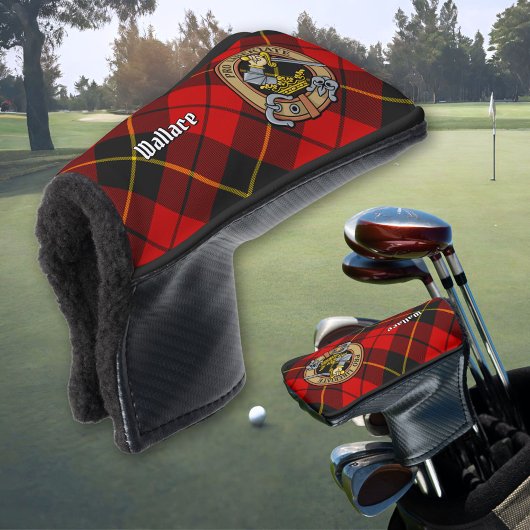 Clan Wallace Wappen über Tartan Golf Headcover