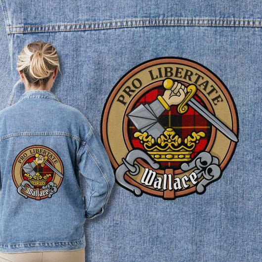 Clan Wallace Wappen über Tartan Jeansjacke