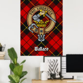 Clan Wallace Wappen über Tartan Poster (Heimbüro)