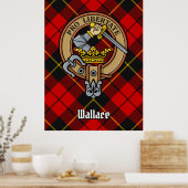 Clan Wallace Wappen über Tartan Poster (Küche)