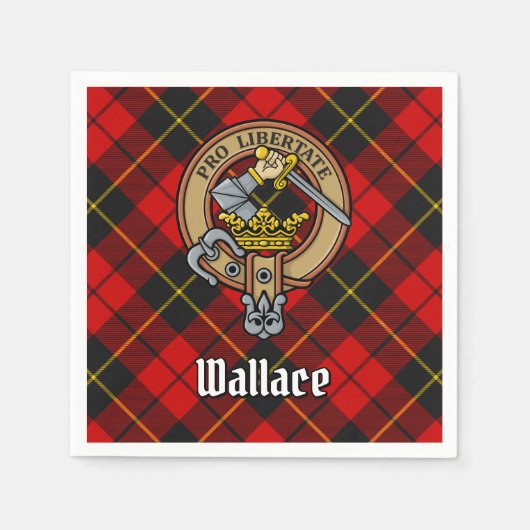 Clan Wallace Wappen über Tartan Serviette (Vorderseite)