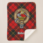 Clan Wallace Wappen über Tartan Sherpadecke (Vorderseite)