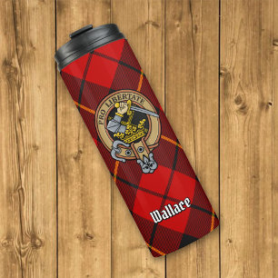 Clan Wallace Wappen über Tartan Thermosbecher
