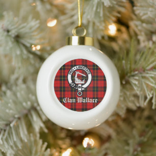 Clan Wallace Wappenabzeichen und Tartan individuel Keramik Kugel-Ornament