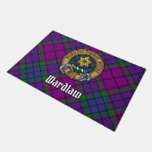 Clan Wardlaw Wappen über Tartan Fußmatte (Schrägansicht)