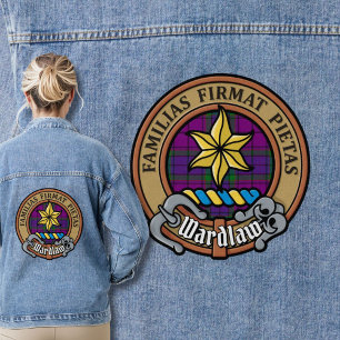 Clan Wardlaw Wappen über Tartan Jeansjacke
