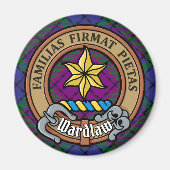 Clan Wardlaw Wappen über Tartan Magnet (Vorne)
