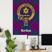 Clan Wardlaw Wappen über Tartan Poster (Heimbüro)