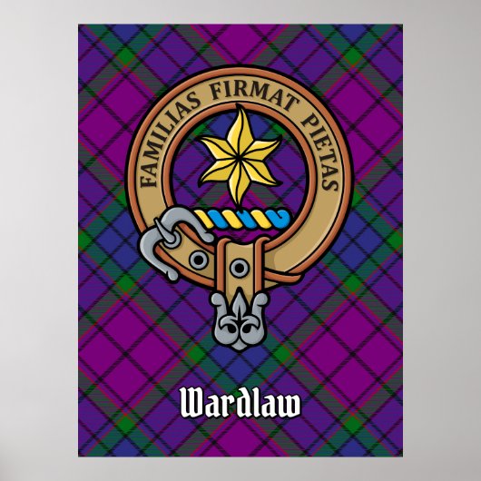 Clan Wardlaw Wappen über Tartan Poster (Vorne)
