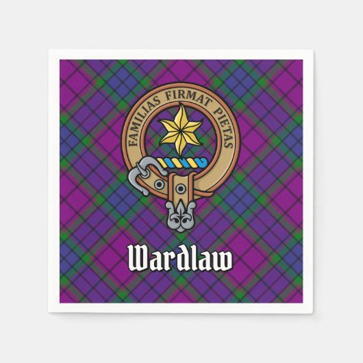 Clan Wardlaw Wappen über Tartan Serviette (Vorderseite)