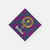 Clan Wardlaw Wappen über Tartan Serviette (Ecke)