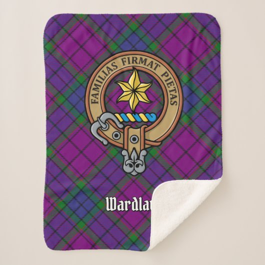 Clan Wardlaw Wappen über Tartan Sherpadecke (Vorderseite)