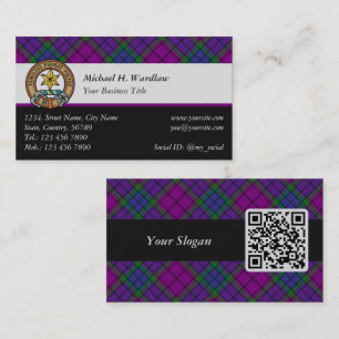 Clan Wardlaw Wappen über Tartan Visitenkarte