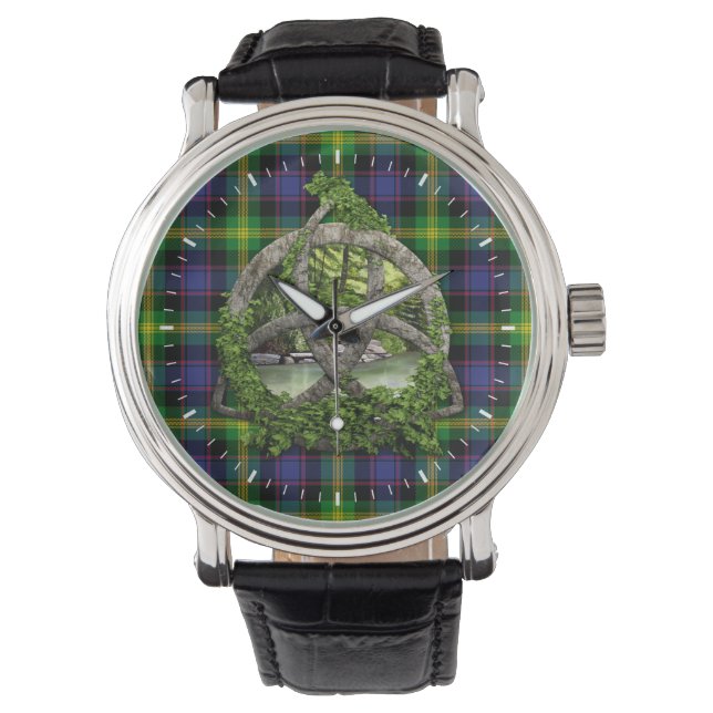 Clan Watson Tartan Celtic Trinity Armbanduhr (Vorderseite)
