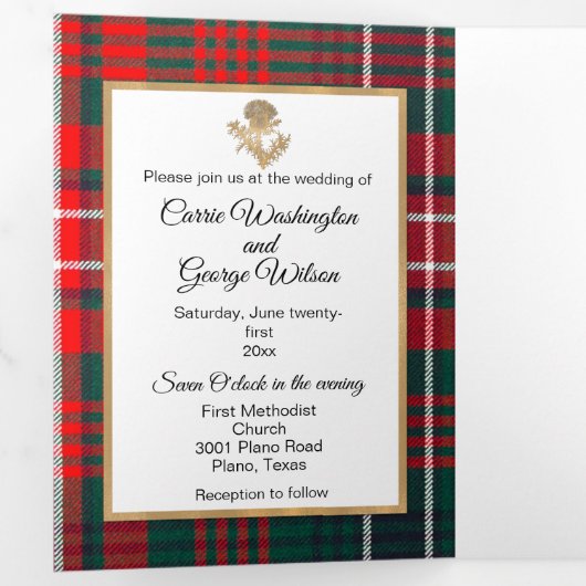 Clan Wilson Custom Foto Wedding Dreifach Gefaltete Einladung (Innen Erste Seite)